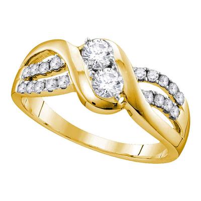 10k White Gold Round Diamond 2-Stone Bridal Ring 5/8 Cttw (Certified)