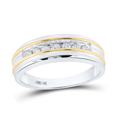 10k White Gold Round Diamond Wedding Single Row Band Ring 1/4 Cttw