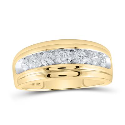 10k Yellow Gold Round Diamond Wedding Channel-Set Band Ring 1 Cttw