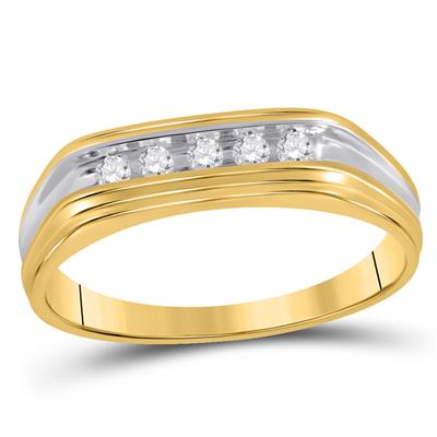 10k Two-Tone Gold Round Diamond Wedding Band Ring 1/8 Cttw