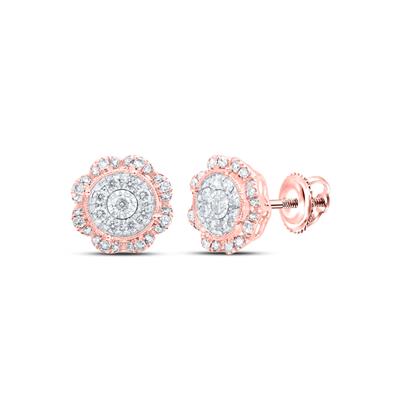 10k Rose Gold Round Diamond Cluster Nicoles Dream Collection Earrings 5/8 Cttw