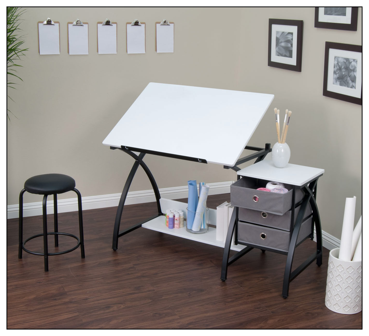 Studio Designs - Comet Center Craft Desk - Black/White