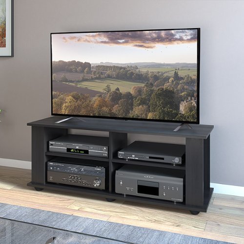 CorLiving - Fillmore Black Wooden TV Stand, for TVs up to 55" - Ravenwood Black