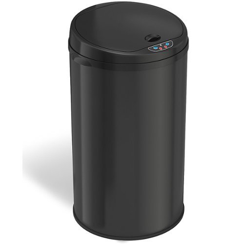 iTouchless - 8 Gallon Touchless Sensor Trash Can with AbsorbX Odor Control System, Black Stainles...