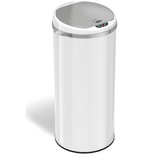 iTouchless - 13 Gallon Touchless Sensor Trash Can with AbsorbX Odor Control System, White Stainle...