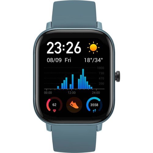 Amazfit - GTS Smartwatch 42mm Aluminum - Steel Blue With Silicone Band