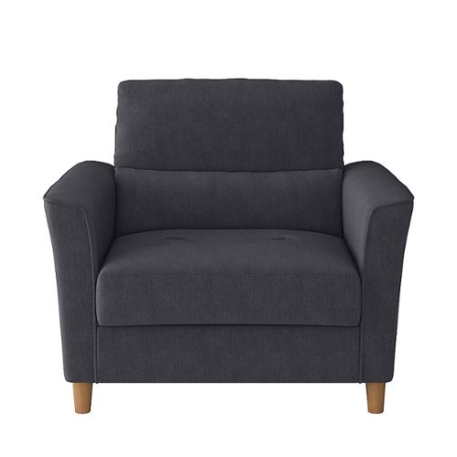 CorLiving - Georgia Upholstered Accent Chair And A Half - Dark Grey