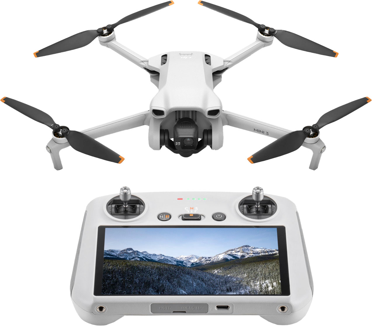 DJI - Mini 3 Drone and Remote Control with Built-in Screen - Gray