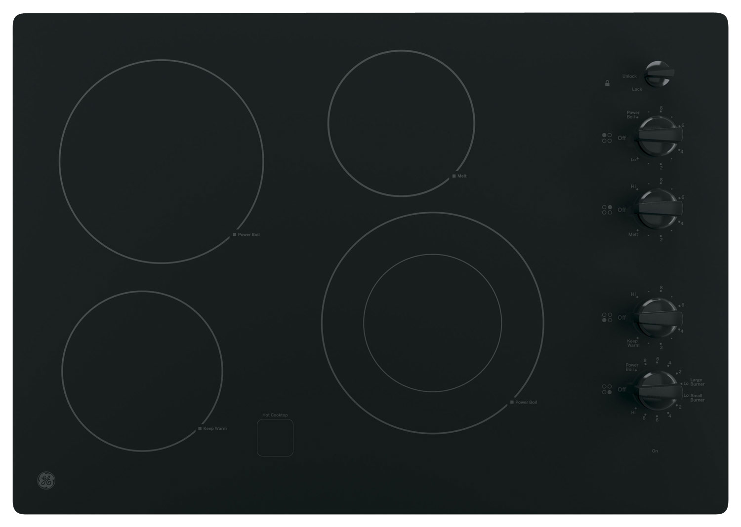 GE 30" BuiltIn Electric Cooktop Black on Black