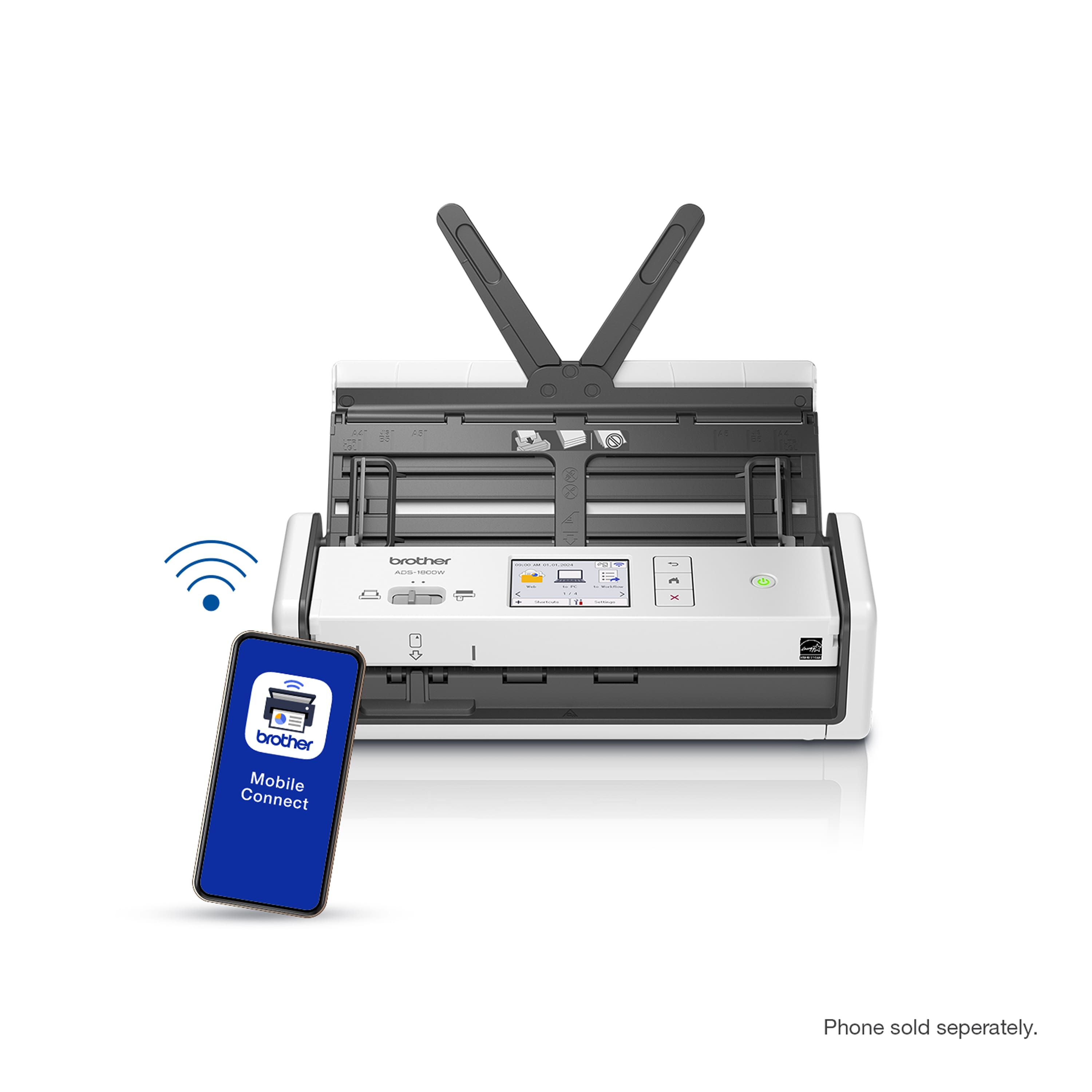 Best Single Pass Duplex Scanner Brother - ADS-1800W Compact Wireless Duplex Desktop Scanner with Single