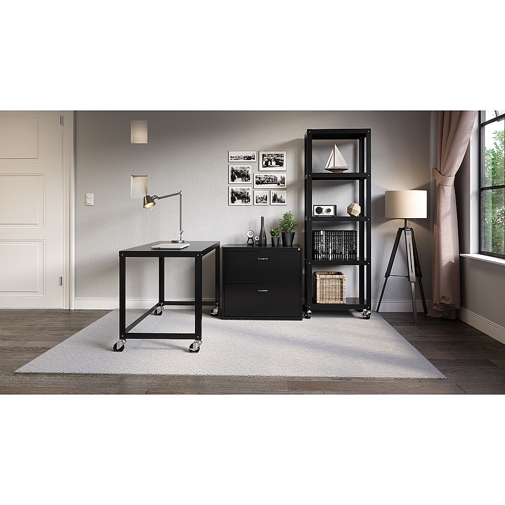 Hirsh - Ready-to-assemble 48-inch Wide Mobile Metal Desk - Black