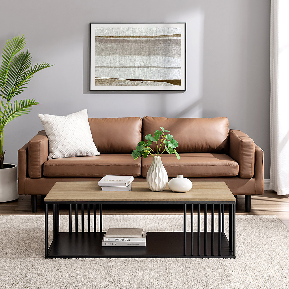 Walker Edison - Minimalist Slatted Open-Storage Coffee Table - Coastal ...