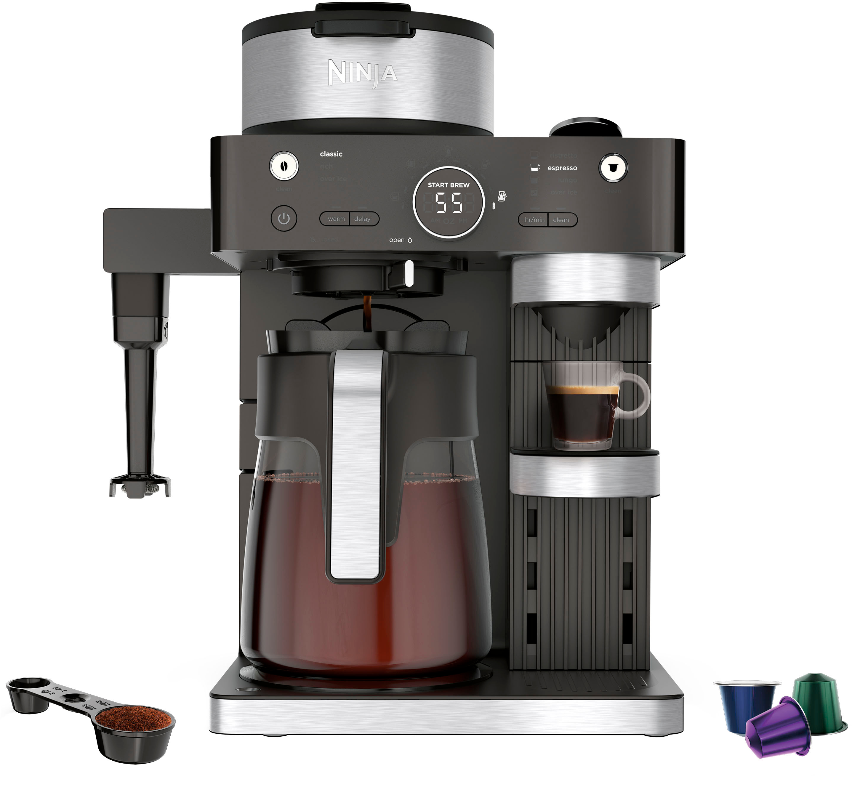 Ninja 7 Style Espresso & Coffee Barista System, SingleServe & Nespresso Capsule Compatible