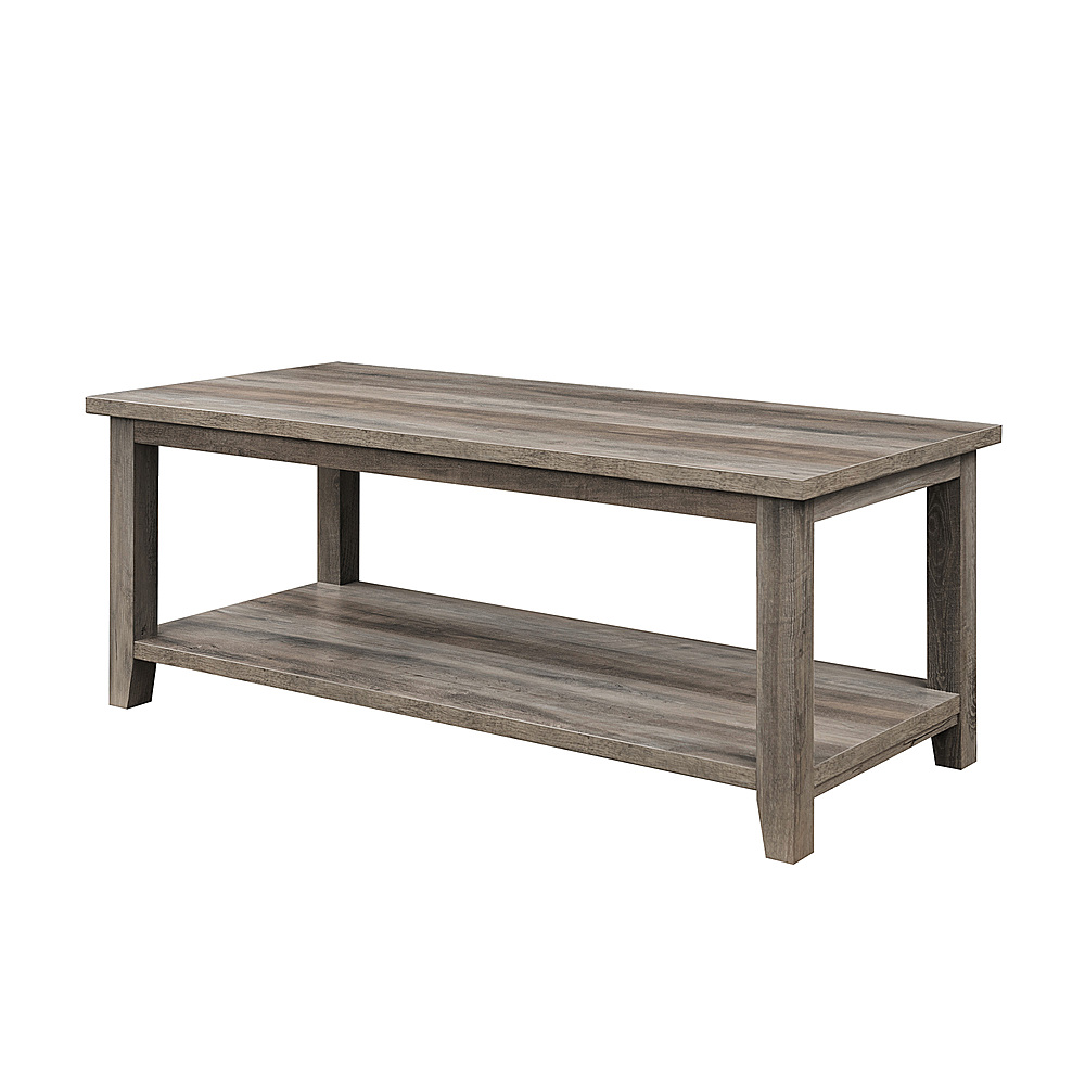 Walker Edison Modern Minimal Coffee Table with Lower Shelf Grey