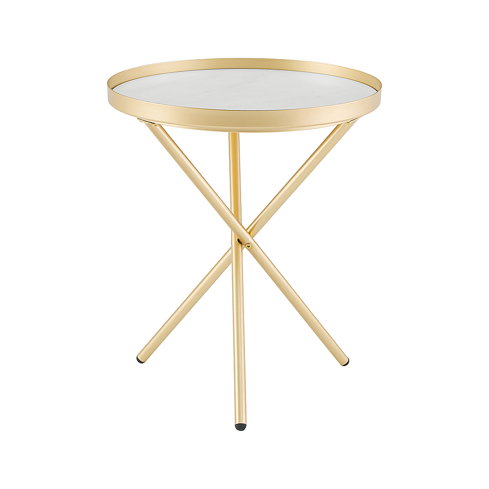 Walker Edison - Contemporary Tray-Top Faux Marble Round Side Table ...