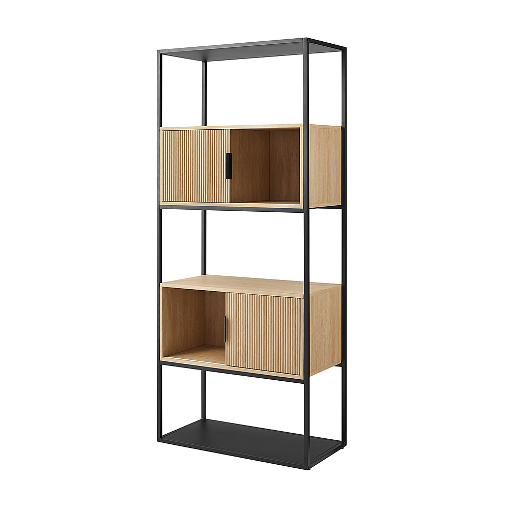 Walker Edison Modern Bookcase with Open and Closed Storage Coastal