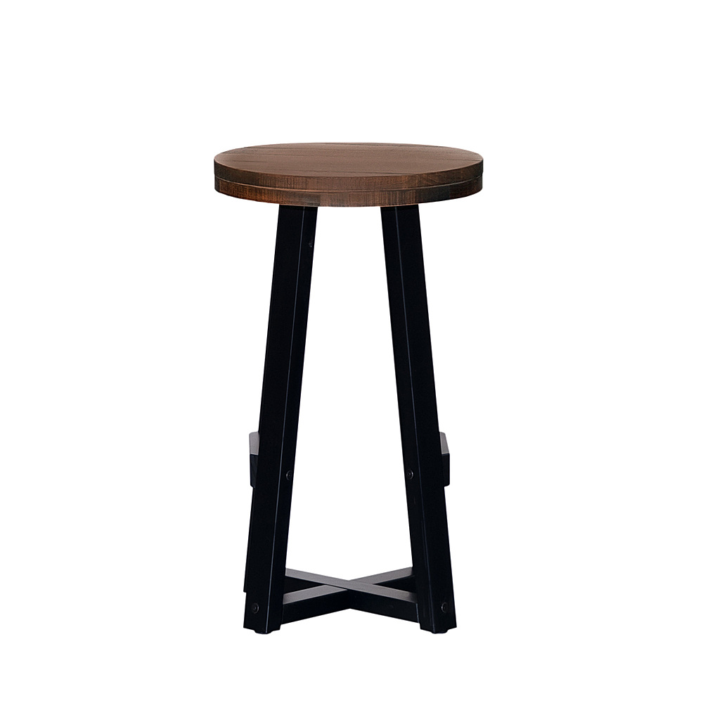 Walker Edison - Rustic Distressed Solid Wood Dining Stool (Set of 2 ...