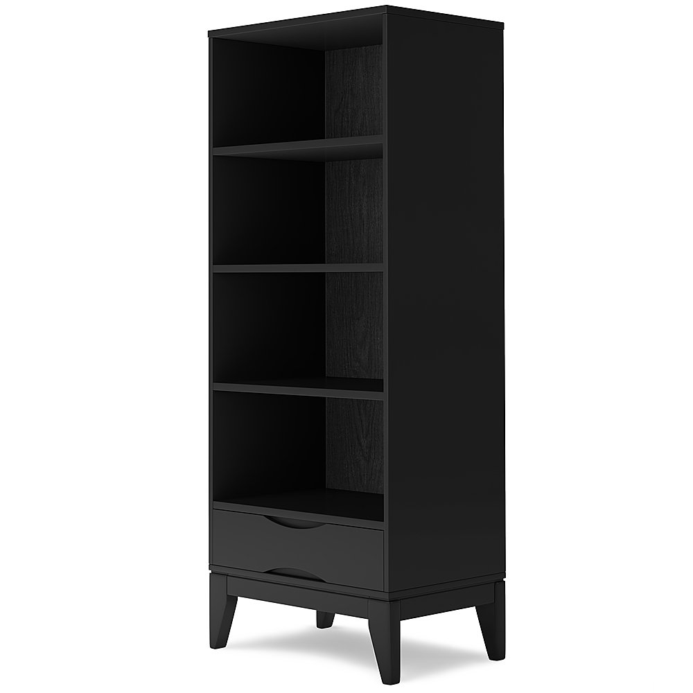 Simpli Home Harper Bookcase with Storage Black Angle