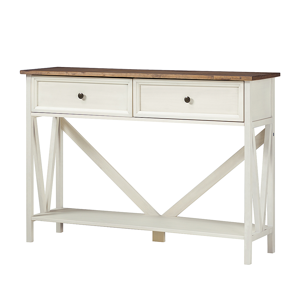 Walker Edison Rustic Distressed Solid Wood Entry Table with Lower