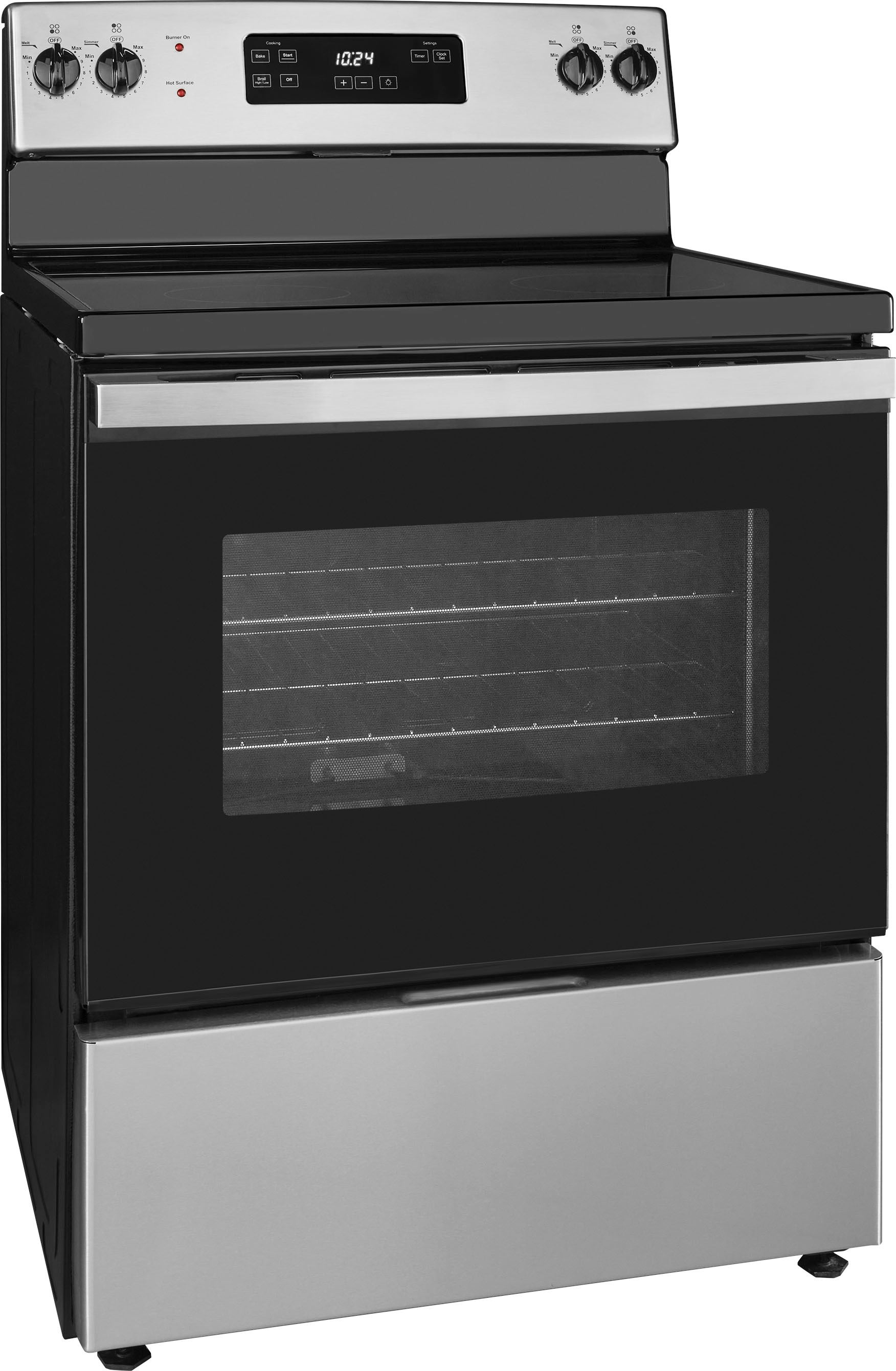 Insignia™ - 5 Cu. Ft. Freestanding Electric Range - Stainless Steel - Angle