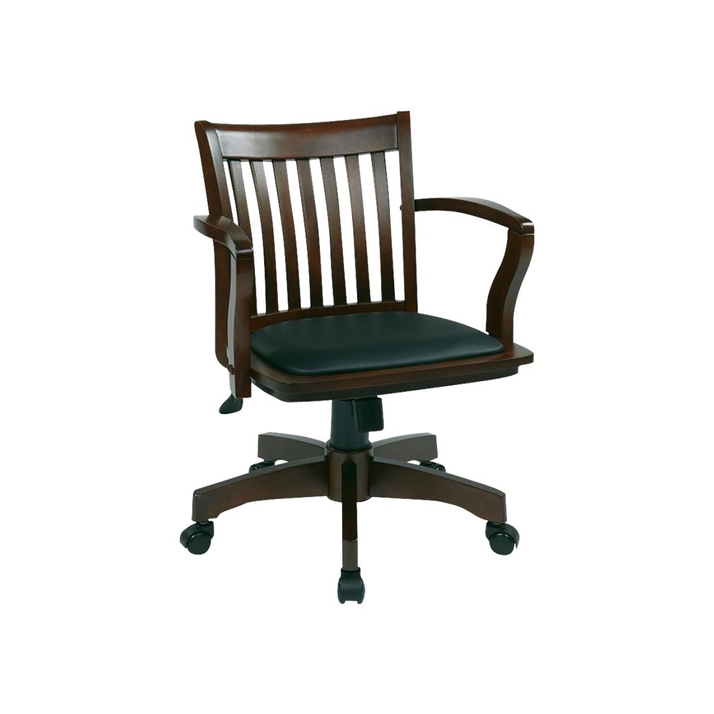 OSP Designs Wood Bankers Vinyl Chair Espresso Large Front