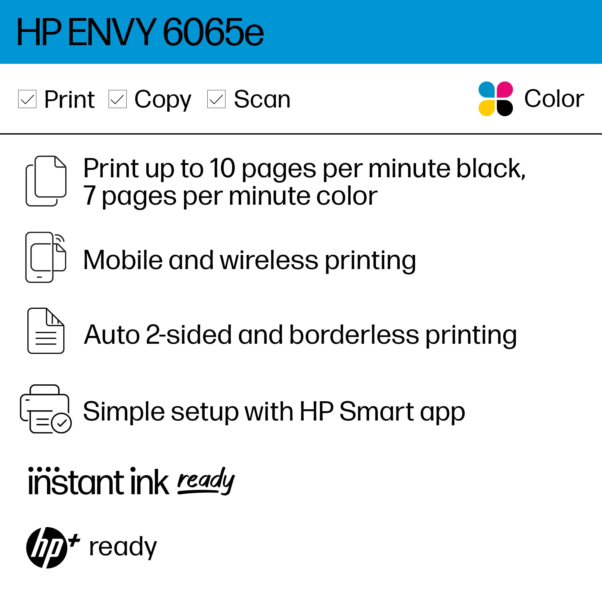 HP - ENVY 6065e Wireless All-in-One Inkjet Printer with 6 months of ...