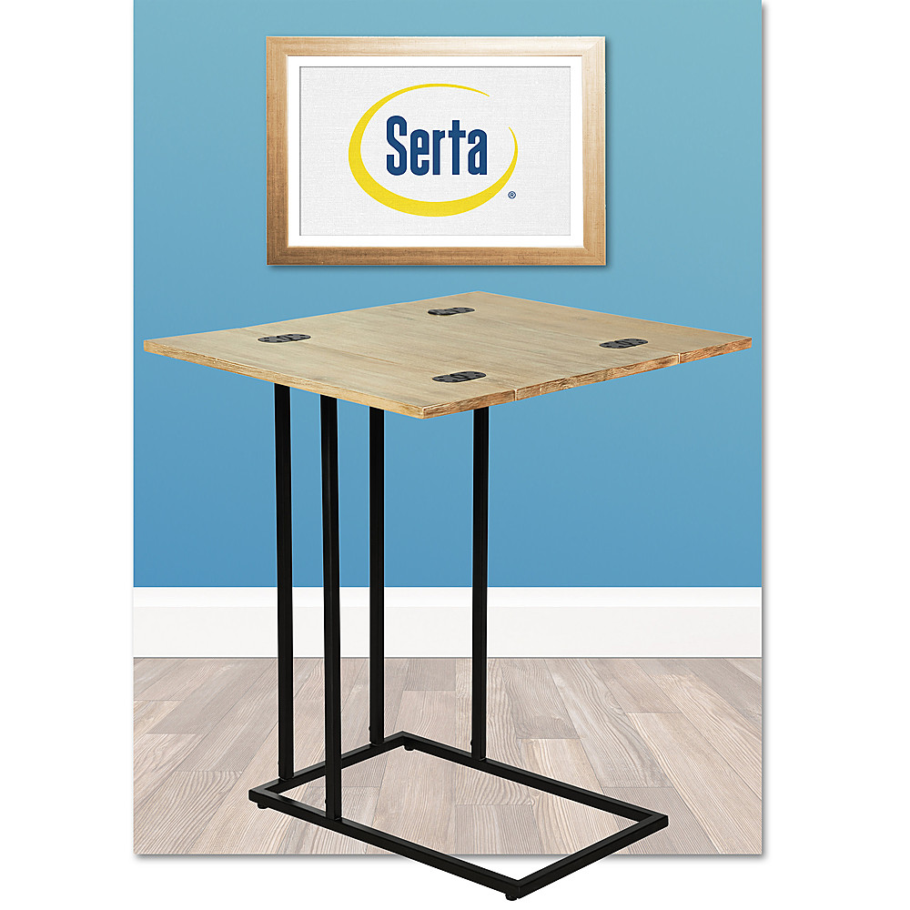 Serta Harton Rustic Expandable C Side Table Natural Wood Left View