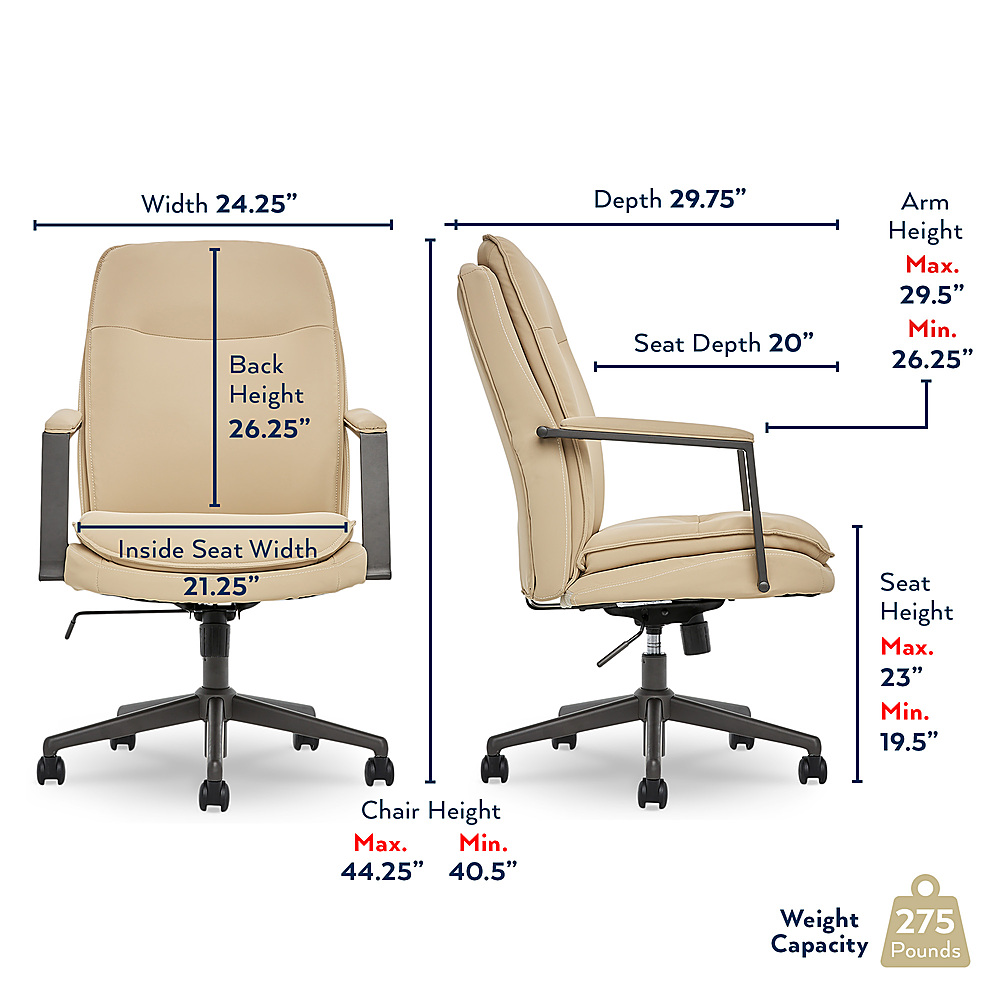 Thomasville - Upton Bonded Leather Office Chair - Cream - Left View