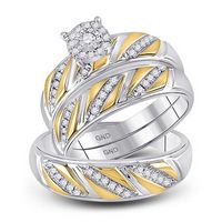 10k Two-tone Gold Round Diamond Solitaire Matching Wedding Ring Set 1/3 Cttw