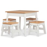 Wooden Stools - Set of 4 (White/Natural)