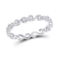 10k White Gold Round Diamond S-Shape Stackable Band Ring 1/8 Ctw
