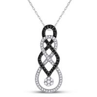 10K White Gold Round Black Color Enhanced Diamond Cluster Fashion Pendant 1/3