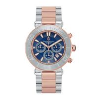 FERRO - Men%27s Giorgio Milano Stainless Steel Three-Tone Rose Gold Watch with Blue Dial