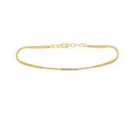 10kt White Gold Womens Round Diamond Single Row Bar Fashion Bracelet 1/20 Cttw