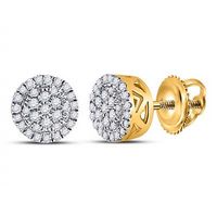 10kt Yellow Gold Mens Round Diamond Circle Cluster Earrings 1/6 Cttw