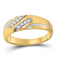 10k White Gold Round Diamond Wedding Band Ring 1/8 Cttw