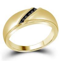 10k White Gold Mens Round Black Color Enhanced Diamond Band Fashion Ring 1/8