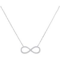 10k White Gold Womens Round Diamond Infinity Pendant Necklace 1/6 Cttw