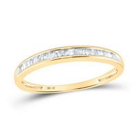 14k Yellow Gold Womens Baguette Diamond Wedding Anniversary Band Ring 1/6 Cttw