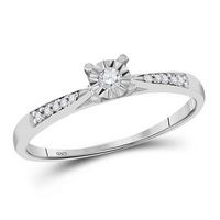 10k White Gold Round Diamond Solitaire Bridal Engagement Ring 1/10 Ctw