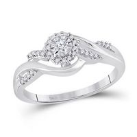 10k White Gold Round Diamond Solitaire Promise Ring 1/6 Cttw