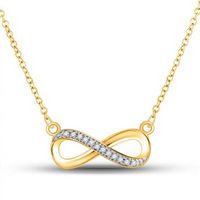 10k Yellow Gold Round Diamond Infinity Fashion Necklace Pendant Love