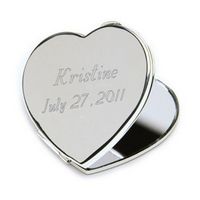 Compact Mirror - Heart - Silver Plated