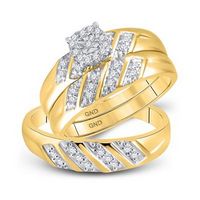10k Yellow Gold Round Diamond Solitaire Matching Wedding Ring Set 1/4 Cttw