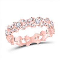 10k Rose Gold Round Diamond Xoxo Stackable Band Ring 1/2 Cttw