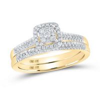 10k Yellow Gold Round Diamond Bridal Wedding Ring Set 1/4 Cttw