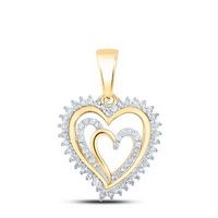 10k Yellow Gold Round Diamond Heart Pendant 1/4 Cttw