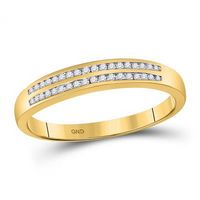 10kt Yellow Gold Round Diamond Slender Double Row Band Ring 1/5 Cttw