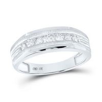 10kt White Gold Round Diamond Wedding Single Row Band Ring 1/4 Cttw