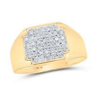 10k Yellow Gold Round Diamond Square Cluster Ring 1/4 Cttw